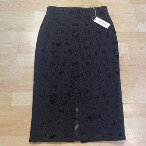 Rebecca Taylor Black Die Cut High Waist Pencil Skirt NWT